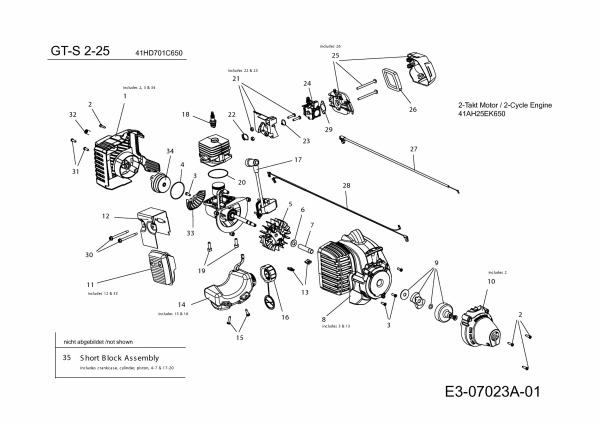 Ersatzteile WOLF-Garten Motorsense GT-S 2-25 Typ: 41HD701C650  (2011) Motor 