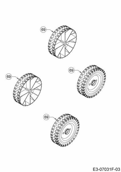 Ersatzteile MTD Benzin Rasenmäher ohne Antrieb Smart 395 PO Typ: 11CBB1SJ600  (2017) Räder 