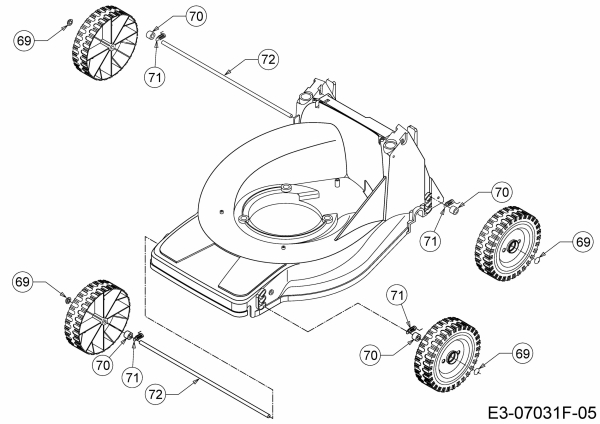 Ersatzteile MTD Benzin Rasenmäher ohne Antrieb Smart 395 PO Typ: 11CBB1SJ600  (2017) Achsen, Höhenverstellung 