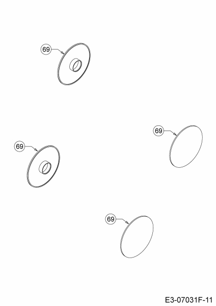 Ersatzteile MTD Benzin Rasenmäher ohne Antrieb Smart 395 PO Typ: 11CBB1SJ600 (2019) Radkappen 