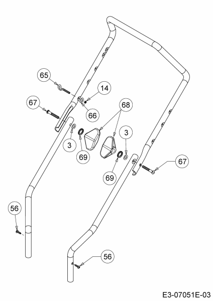 Ersatzteile MTD Benzin Rasenmäher mit Antrieb Smart 395 SPO Typ: 12CBB1SJ600  (2020) Befestigungsteile Holm 