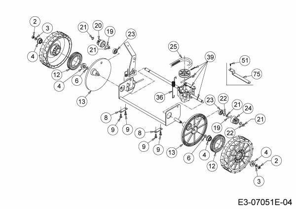 Ersatzteile MTD Benzin Rasenmäher mit Antrieb Smart 395 SPO Typ: 12CBB1SJ600  (2019) Fahrantrieb 