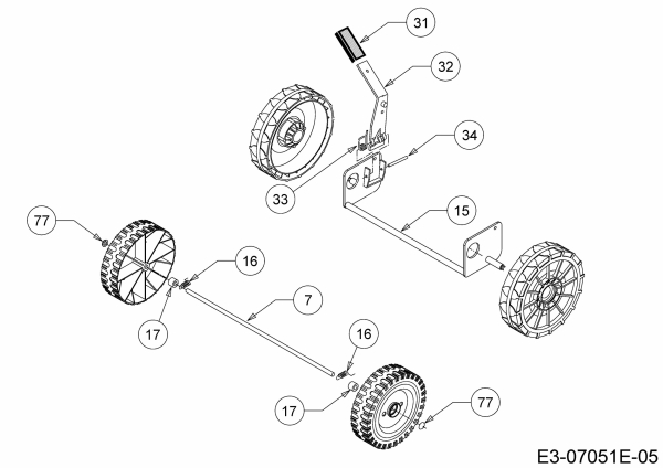 Ersatzteile MTD Benzin Rasenmäher mit Antrieb Smart 395 SPO Typ: 12CBB1SJ600  (2020) Höhenverstellung 