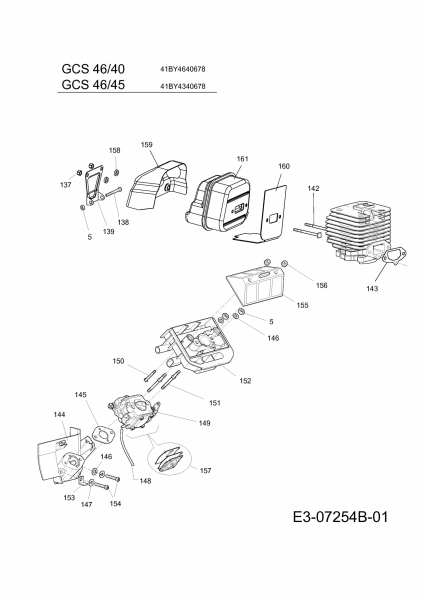 Ersatzteile MTD Benzin Kettensäge GCS 46/40 Typ: 41BY4640678  (2013) Auspuff, Luftfilter, Vergaser 