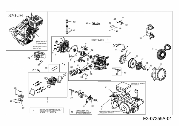 Ersatzteile MTD-Motoren Horizontal 370-JH Typ: 752Z370-JH  (2012) Motor