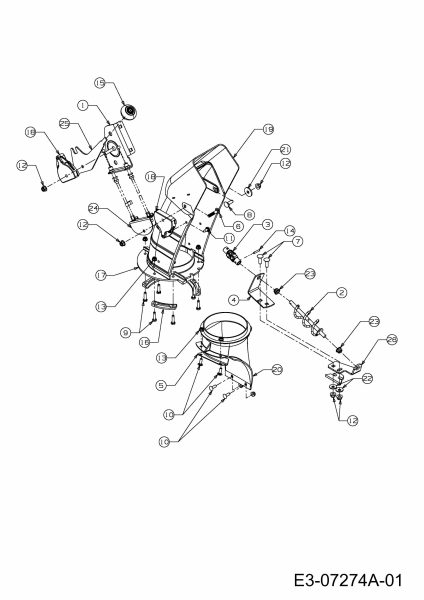 Ersatzteile Zubehör Garten- und Rasentraktoren Schneefräsen für GT Modelle Typ: OEM-190-032  (2011) Auswurfschacht