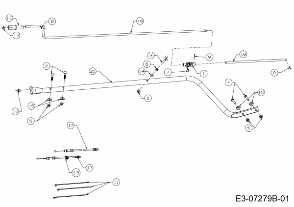 Ersatzteile Zubehör Garten- und Rasentraktoren Schneefräsen für 500 Serie Typ: OEM-190-032  (2017) Bowdenzüge, Kurbel