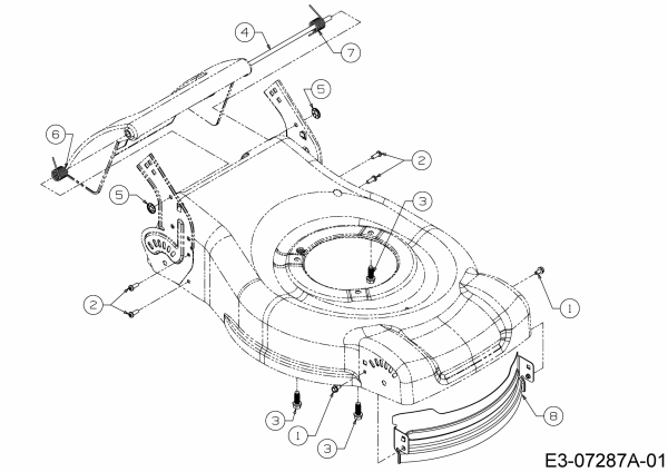 Ersatzteile MTD Benzin Rasenmäher ohne Antrieb DL 46 P Typ: 11A-J1M8677  (2015) Leitblech vorne, Stange Hecklappe 