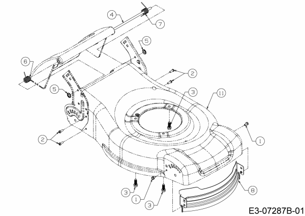 Ersatzteile MTD Benzin Rasenmäher ohne Antrieb MTD 46 Typ: 11A-J1SJ600  (2019) Leitblech vorne, Stange Hecklappe 