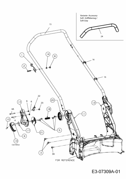 Cub Cadet Ersatzteile Motormäher mit Antrieb CC 46 SPBE V 12AGK18Z603  (2013) Holm, bis 19.03.2013