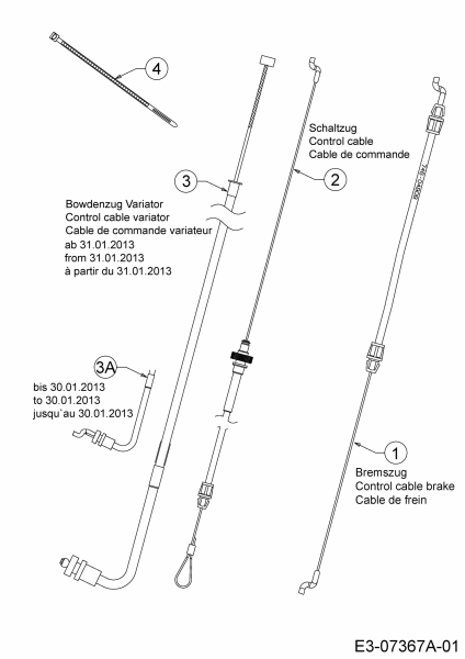 Cub Cadet Ersatzteile Motormäher mit Antrieb CC 46 SPB V 12BVK15E603  (2015) Bowdenzüge