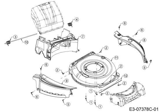 Cub Cadet Ersatzteile Motormäher mit Antrieb CC 53 SPH V 12BVQ5DQ603  (2017) Leitstück hinten, Mähwerksgehäuse, Stange für Heckklappe, Seitenverkleidungen