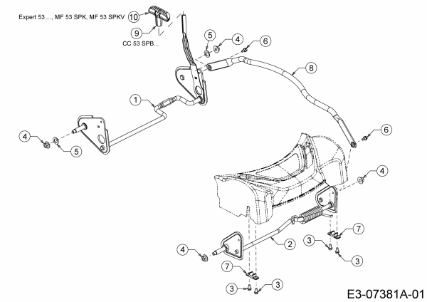 Ersatzteile WOLF-Garten Benzin Rasenmäher mit Antrieb Expert 53 BA V ES Typ: 12AGQ56L650  (2012) Achsen, Höhenverstellung 