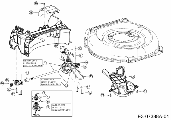 Ersatzteile WOLF-Garten Benzin Rasenmäher mit Antrieb Expert 53 BA V Typ: 12AVQ56K650  (2013) Getriebe, Keilriemen 