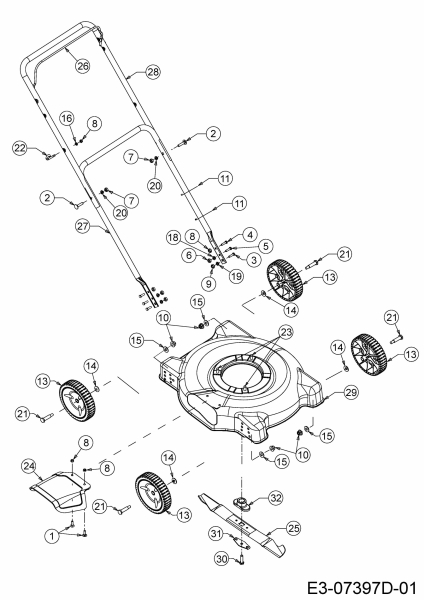 Ersatzteile MTD Benzin Rasenmäher ohne Antrieb 51 BC Typ: 11F-025J600 (2021) Grundgerät 