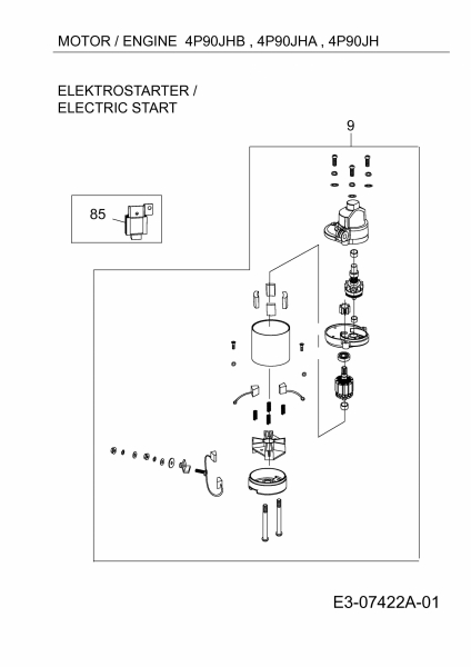 Ersatzteile MTD-Motoren Vertikal 4P90JHA Typ: 752Z4P90JHA  (2012) Elektrostarter