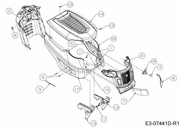 Ersatzteile MTD Rasentraktor Smart RF 125 Typ: 13HH76KF600  (2018) Motorhaube K-Style 