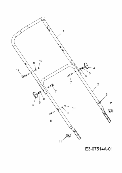 Ersatzteile MTD Benzin Rasenmäher mit Antrieb SPB 46 HW Typ: 12A-J65F600  (2012) Holm 