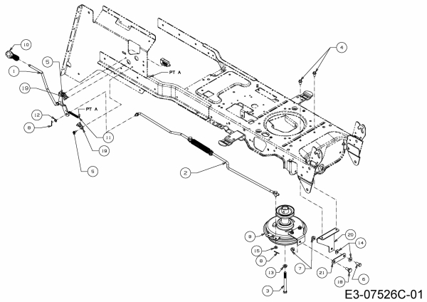Ersatzteile Okay Rasentraktoren Master Cut 105-15/200 H Typ: 13HU99KN675  (2015) Mähwerkseinschaltung, Motorkeilriemenscheibe