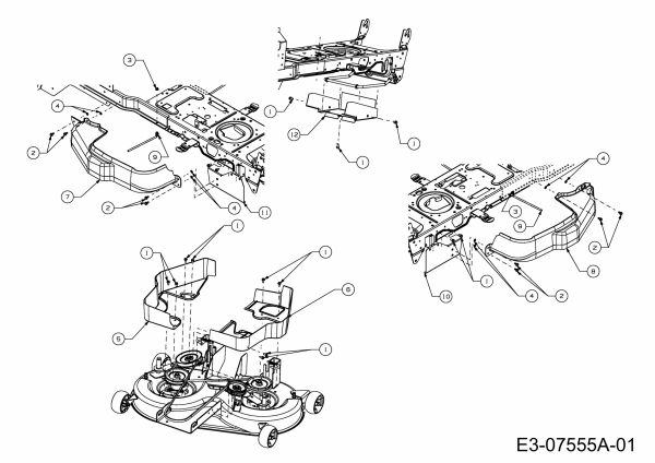Ersatzteile Massey Ferguson Rasentraktoren MF 36-16 RD Typ: 13AG91CE695  (2012) Abdeckungen Mähwerk E (36/92cm)