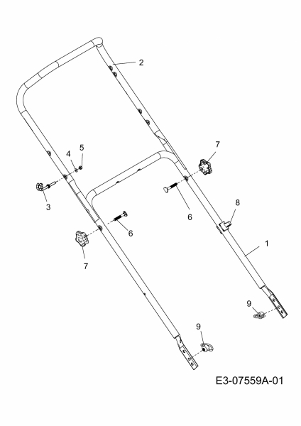 Ersatzteile MTD Benzin Rasenmäher mit Antrieb SPBE 53 HW Typ: 12AJ869M600  (2013) Holm 