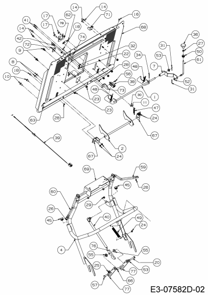 Ersatzteile Gutbrod Rasentraktoren GLX 92 RH-K Typ: 13HG91GE690  (2016) Aushebung Grasfangsack, Heckplatte