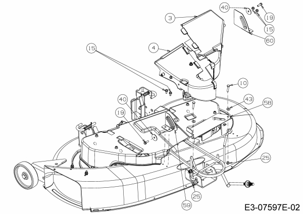 Ersatzteile Massey Ferguson Rasentraktoren MF 38-16 SH Typ: 13HD93GF695  (2016) Abdeckungen links und rechts Mähwerk F (38/96cm)