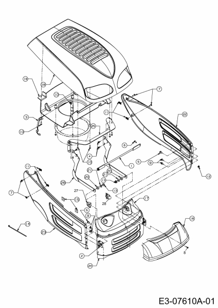 Ersatzteile Black Edition Rasentraktoren 272-105 TWIN H Typ: 13AU997N615  (2012) Motorhaube 7-Style