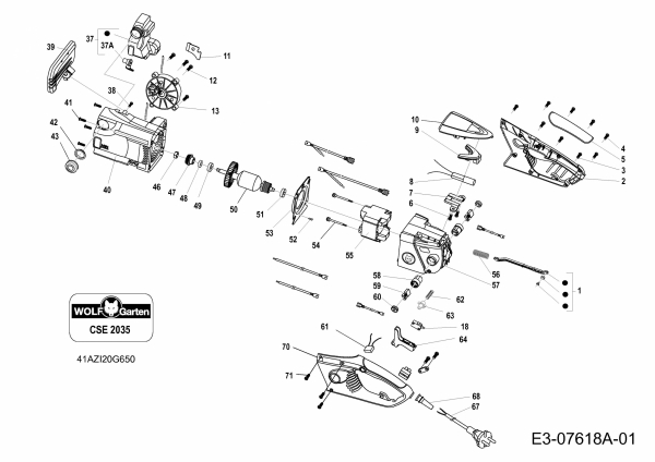 Ersatzteile WOLF-Garten Elektrokettensäge CSE 2035 Typ: 41AZI20G650  (2019) Grundgerät 