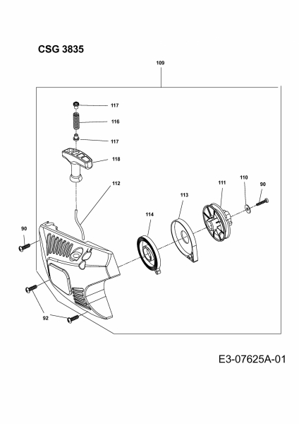 Ersatzteile WOLF-Garten Benzin Kettensäge CSG 3835 Typ: 41AY4460650  (2013) Reversierstarter 