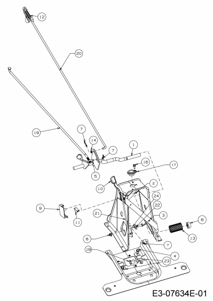 Ersatzteile WOLF-Garten Rasentraktor Scooter Mini / RDE 60 M Typ: 13A326SC650M  (2017) Bremsstange, Schaltstange, Pedal 