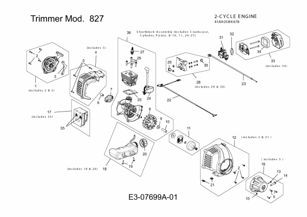 Ersatzteile MTD Motorsense 827 Typ: 41AD7VTB678  (2013) Motor 