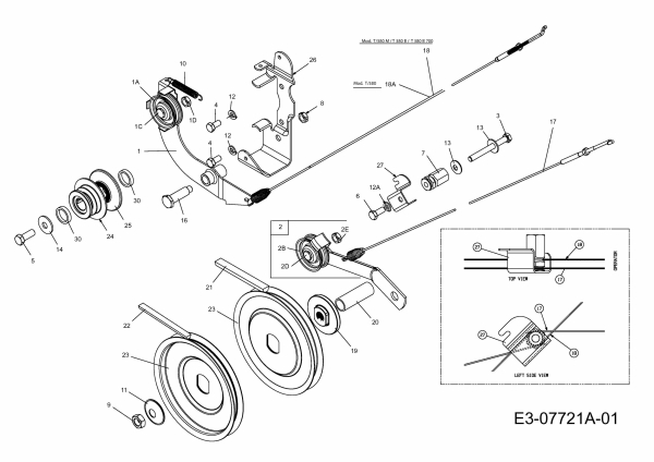 Ersatzteile MTD Motorhacke T 380 B 700 Typ: 21C-382X602  (2013) Keilriemen, Spannrolle 