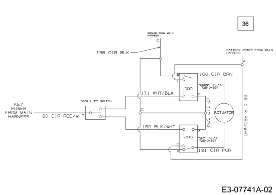 Cub Cadet Ersatzteile Gartentraktoren GTX 2100 14A-3GE-603  (2012) Schaltplan Mähwerksaushebung
