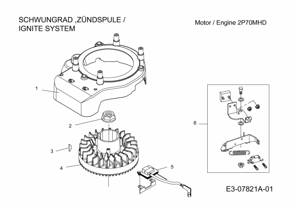 Ersatzteile MTD-Motoren Vertikal 2P70MHD Typ: 752Z2P70MHD  (2015) Schwungrad, Zündspule