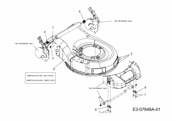 Ersatzteile WOLF-Garten Elektro Rasenmäher ohne Antrieb Ambition 48 EHW Typ: 18B-11K-650  (2012) Mähwerksgehäuse, Stange für Heckklappe 