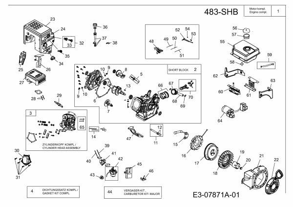 Ersatzteile MTD-Motoren Horizontal 483-SHB Typ: 752Z483-SHB  (2013) Motor