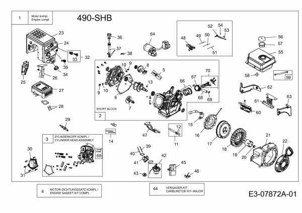 Ersatzteile MTD-Motoren Horizontal 490-SHB Typ: 752Z490-SHB  (2013) Motor