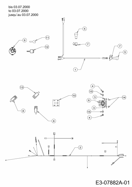 Ersatzteile Gutbrod Rasentraktoren Sprint SLX 107 S Typ: 13AP606G690  (2000) Elektroteile bis 03.07.2000