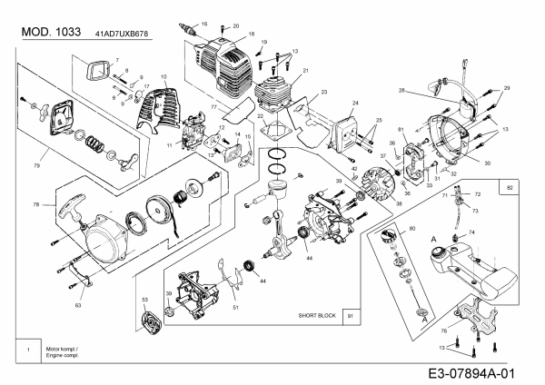 Ersatzteile MTD Motorsense 1033 Typ: 41AD7UXB678  (2017) Motor 