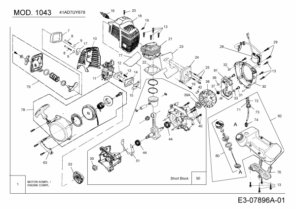 Ersatzteile MTD Motorsense 1043 Typ: 41AD7UYB678  (2013) Motor 