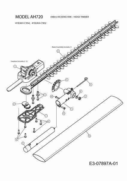 Ersatzteile Zubehör Motorsensen, Trimmer Heckenschere AH 720/721 Typ: 41BJAH-C954 (2014) Grundgerät
