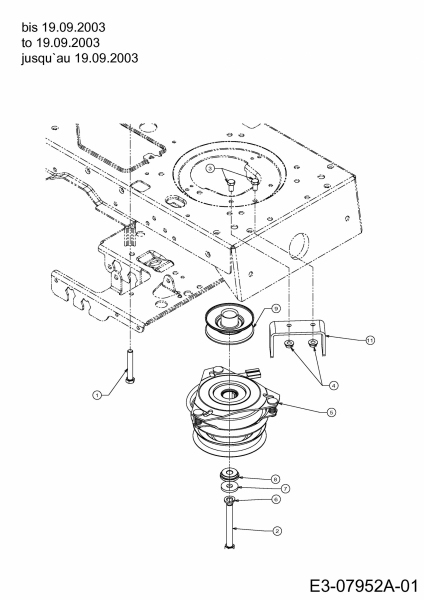 Ersatzteile Yard-Man Gartentraktoren AH 8200 Typ: 14AU804H643  (2000) Elektromagnetkupplung, Motorkeilriemenscheibe