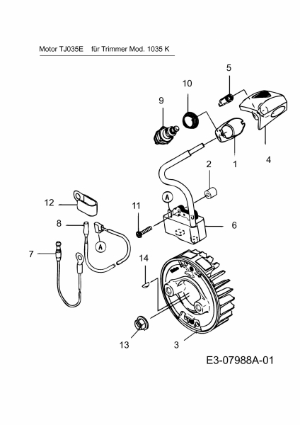 Ersatzteile MTD Motorsense 1035 K Typ: 41AD7U8B678  (2013) Schwungrad, Zündanlage 