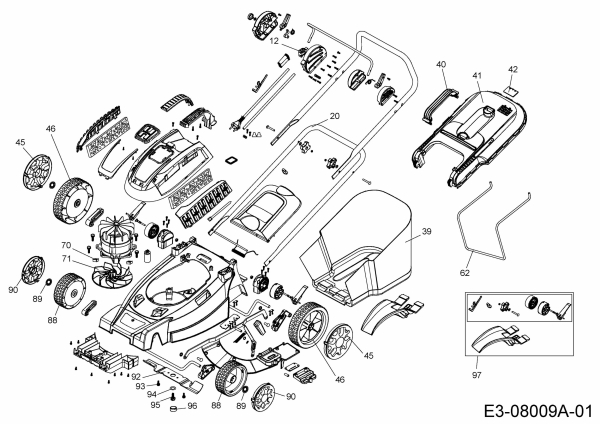 Ersatzteile MTD Elektro Rasenmäher ohne Antrieb 3412 EHW Typ: 18BCG4J2600  (2013) Grundgerät 