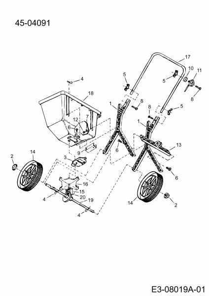 Ersatzteile Zubehör handgeführte Geräte Streuer 45-04091  (190-701-000) Typ: 190-701-000  (2014) Grundgerät