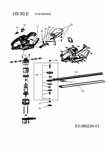 Ersatzteile WOLF-Garten Elektroheckenschere HS 50 E Typ: 41AF0DE5650  (2014) Grundgerät 