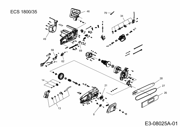 Ersatzteile MTD Elektro Kettensäge ECS 1800/35 Typ: 41AZ041-678  (2015) Grundgerät 