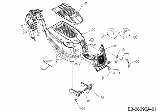 Ersatzteile Verts Loisirs Rasentraktoren VLH 107 B Typ: 13CT79KG617  (2013) Motorhaube K-Style