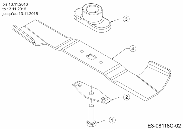 Cub Cadet Ersatzteile Motormäher LM1 AP42 11A-LQSJ603  (2017) Messer, Messeraufnahme bis 13.11.2016